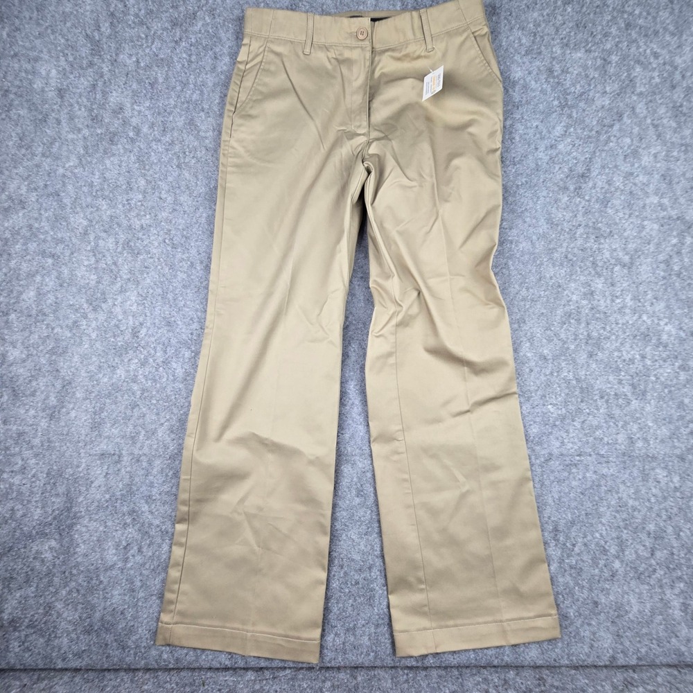 Lands End Pants Womens 10 Khaki Chino School Uniform Cotton Stretch Straight